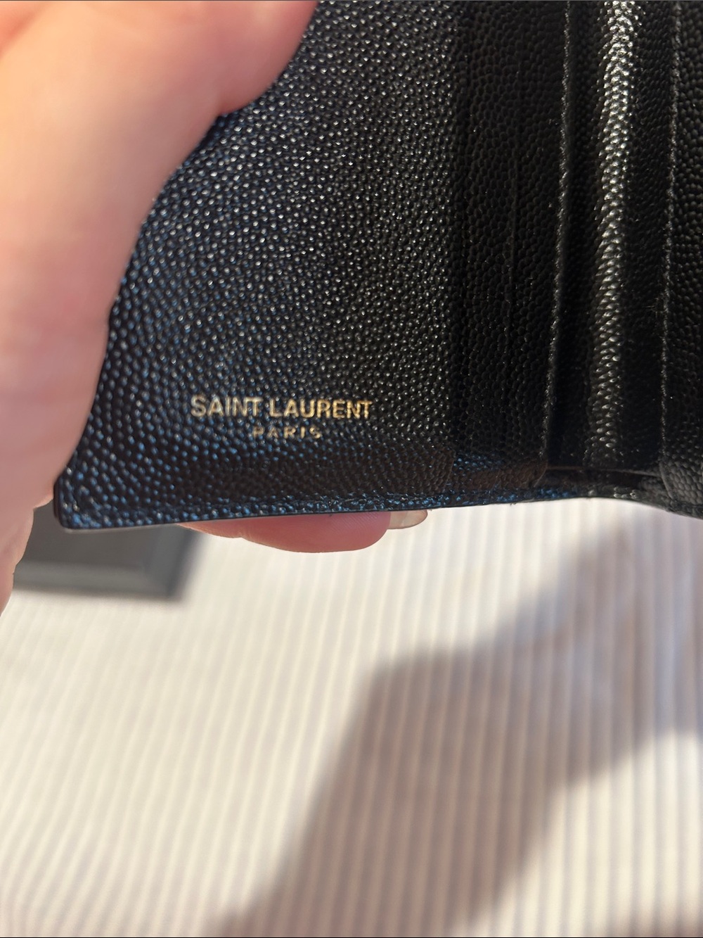 Saint Laurent Black Quilted Caviar Leather Card Wallet with Gold YSL - Picture 5 of 8